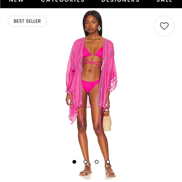 Revolve bnwt viscose cover up OSFA with tassel trim, drawstring waist. - Picture 3 of 6